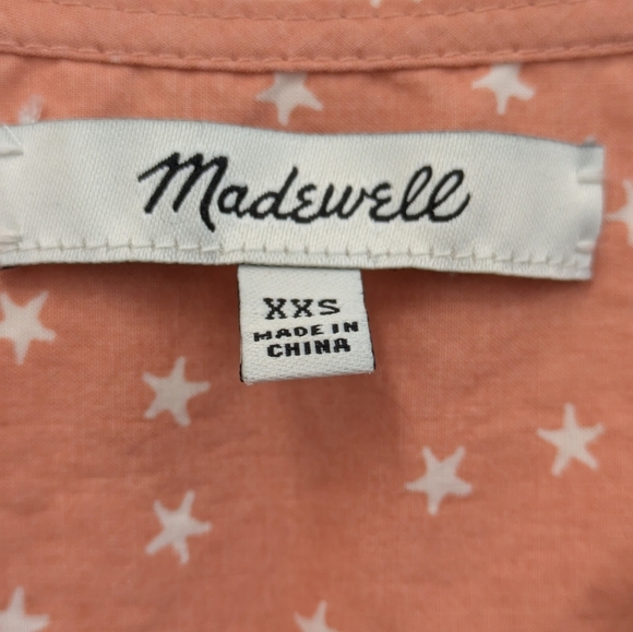 Madewell Peach/Coral Cotton Wrap Top Star Design sz XXS Preppy 4th Of July - Picture 4 of 13